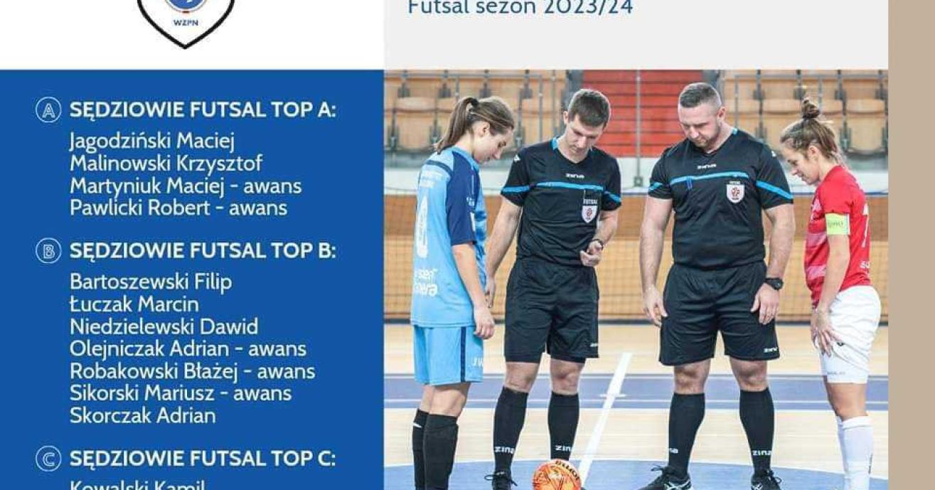 Awanse i lista sędziów szczebla centralnego Futsalu na sezon 2023/24